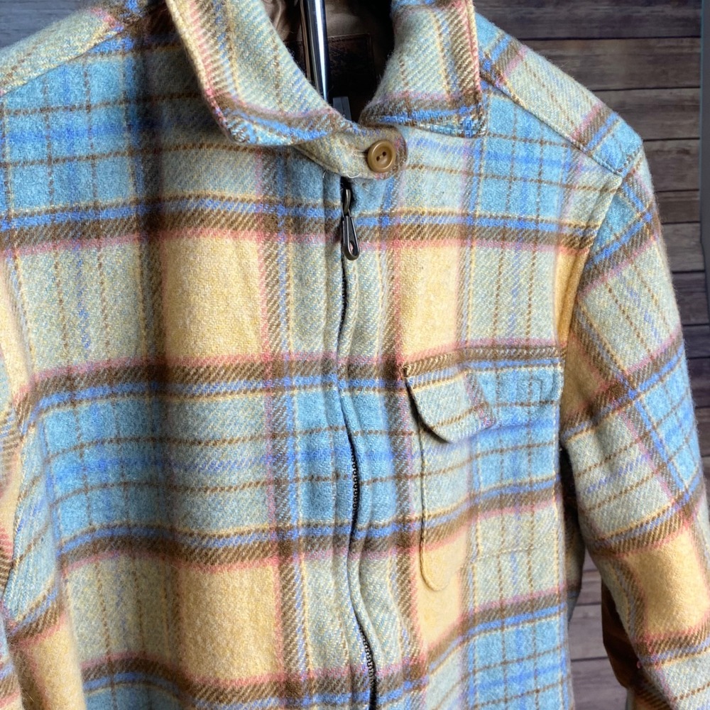 Vintage Pendleton Originals Plaid Wool Elbow Patch Jacket - Mens Large RF158